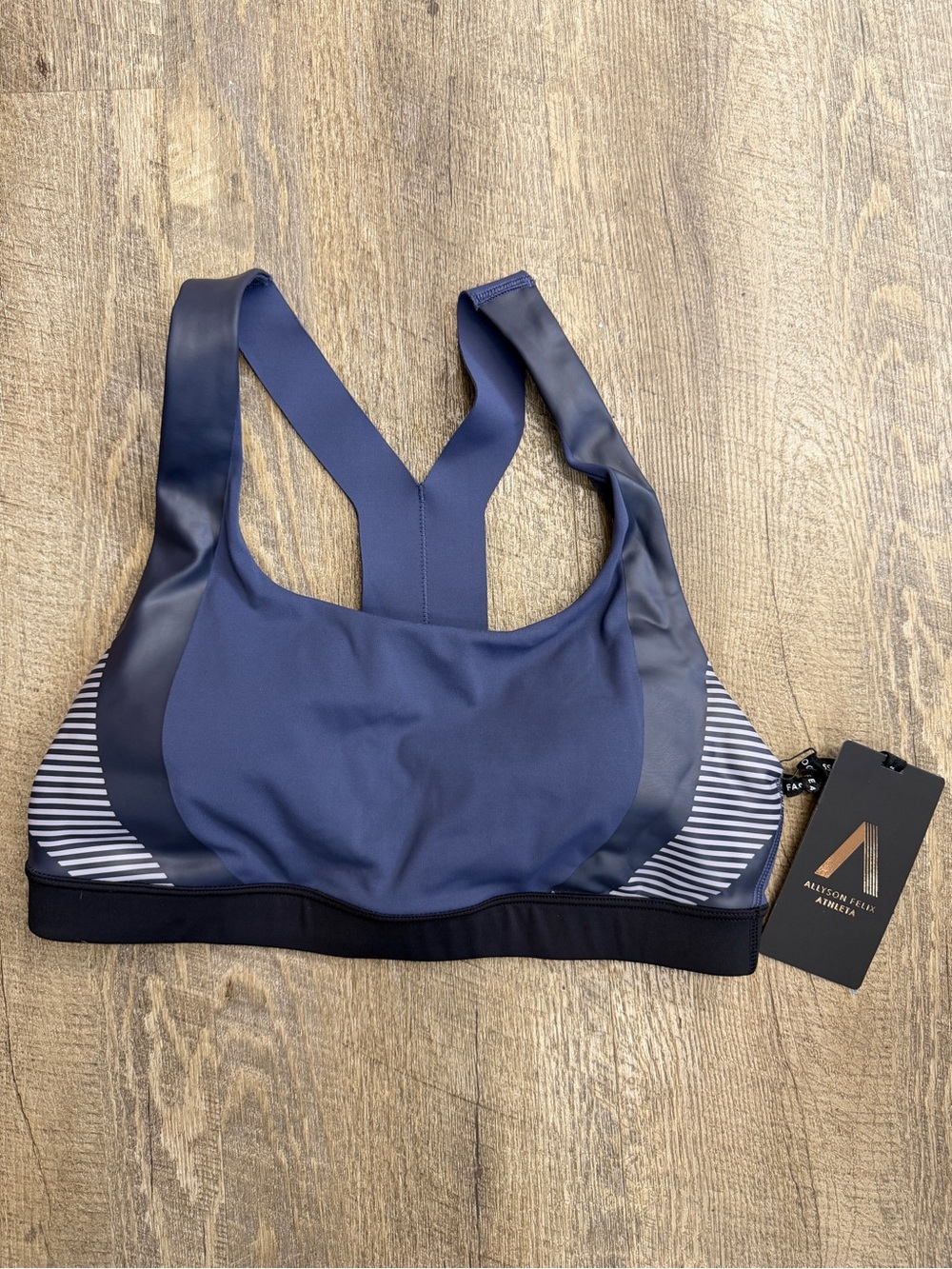 Athleta Navy and Black Strappy Performance Sports Bra